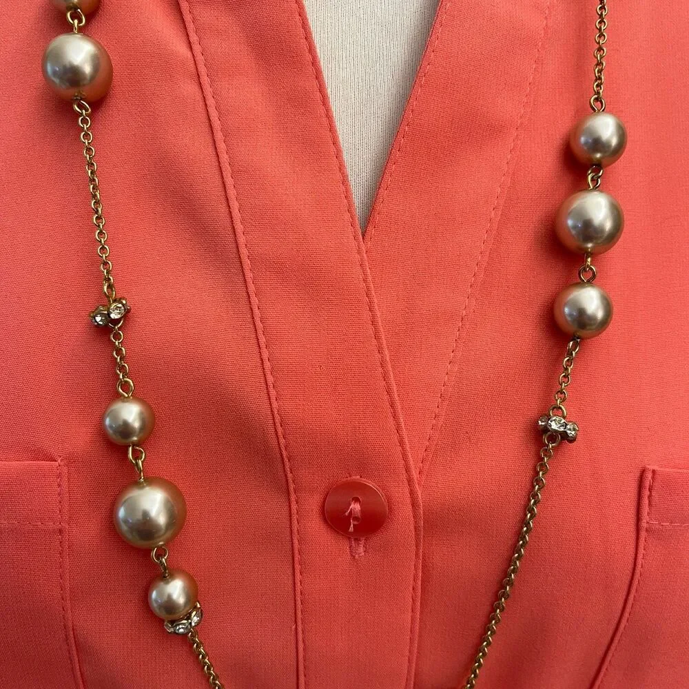 J.‎ Crew Champagne Beads Beaded Gold-tone Chains Women's Fashion Necklace